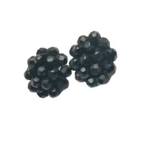 0009 Laguna Black Beaded Bauble Clip Ons